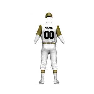 Maillot de baseball personnalisé unisexe Econex Sports en polyester respirant, uniforme pour adulte, impression par transfert thermique, vêtements de sport d'équipe, blanc et or - Product Image 2