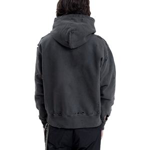 Meilleure vente fabricant personnalisé hommes broderie poids lourd en détresse Patch acide lavage pull sweats à capuche surdimensionné - Product Image 2