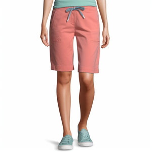 Shorts Bermuda de Algodón Color Coral para Mujer, Cintura Media, Cordón Ajustable, Corte Regular, Bolsillos, Transpirables, Estilo Tejido - Product Image 1