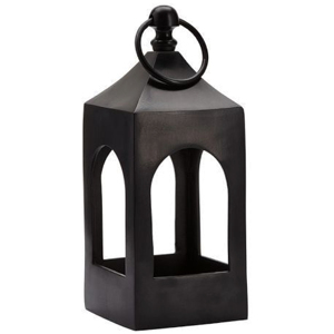 Lanterne décorative en métal et verre, finition noir mat, support de bougie, fabrication artisanale, personnalisable, vente en gros - Product Image 1