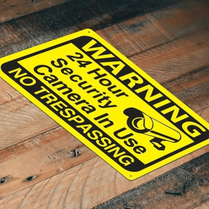 CIFbuy Insegna di Sicurezza in Metallo Illuminata a LED, Avviso di Videosorveglianza 24 Ore su 24, Antifurto per Casa, Ufficio, Esterni, TikTok per Temu - Product Image 1