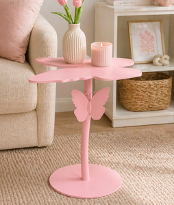 <b>Round</b> Metal <b>Side</b> <b>Table</b> Minimalist Design Gray Finish Living Room metal Accent <b>table</b> knock down <b>table</b> for home & living decor - Product Image 5