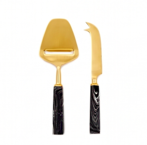 Luxury <b>Cheese</b> <b>Knife</b> <b>Set</b> With Gold Blade And Marble Handle Durable For Kitchenware Use Dining Camping And Hotel Use - Product Image 1
