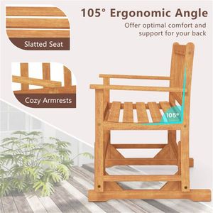 Dondolo da Esterno in Legno a 2 Posti, Panca a Dondolo per Patio - Product Image 4