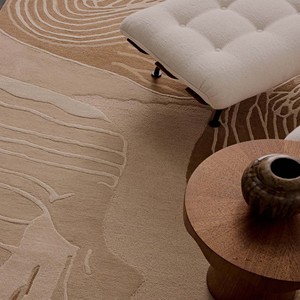 Tapis Moderne Abstrait Beige Tufté à la Main, Tapis de Luxe de Designer à Motif Contemporain pour Salon, Chambre et Décoration Intérieure - Product Image 5