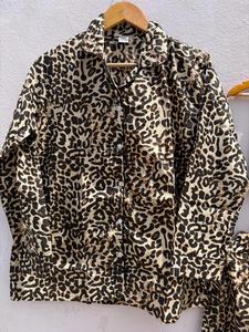 Ensemble de pyjama en coton pour femmes, imprimé léopard, ensemble de vêtements de nuit, ensemble de détente avec poche, pyjama boutonné, doux et respirant - Product Image 2