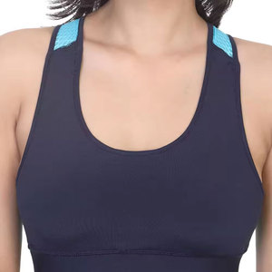 Soutien-gorge de sport sans coutures pour femme, bleu foncé avec accents vert-bleu, maintien élevé, pour l'entraînement et la gym, pour filles - Product Image 6