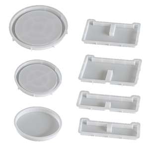 Round Shelf Tray Flower Stand Saucer Pastry Minimalist Gypsum <b>Resin</b> Silicone Mold - Product Image 5