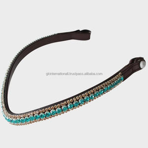 Personalizado de alta calidad cristales diamantes de imitación Mega Bling caballo cuero ceja banda hecha a mano todos los tamaños al por mayor caballo Bling ceja banda - Product Image 2