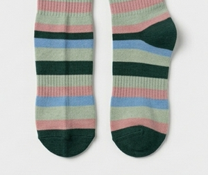 Calcetines de Mujer a Rayas Multicolor, Tejidos, Transpirables, para Uso Diario, Primavera, Longitud Estándar - Product Image 2