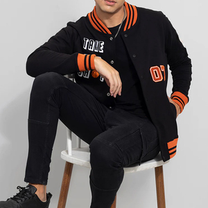 Glowing Neon Industry Men'<b>s</b> Fashion Varsity <b>Jacket</b> Soft Comfortable College Style Stand Collar Front Logo Eco-Friendly - Product Image 5