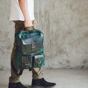 Bolso de Hombro de Viaje de Cuero de Búfalo Geométrico Colorido Personalizado, de Lujo, Ecológico, Unisex, Portátil, para Oficina, Portátil, USB - Product Image 5