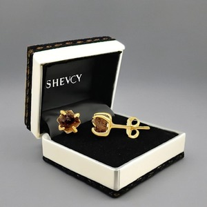 Natural Raw Smoky Quartz <b>Stud</b> Earrings 925 Sterling <b>Silver</b> Gold Plated Handmade 5x7mm Gemstone Jewelry Gift for Women - Product Image 3