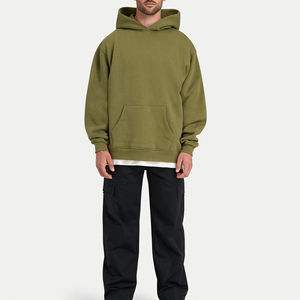 Sweat à capuche surdimensionné en jersey 100 % coton, personnalisé avec logo, pour l'hiver 2026, 350/380/400/500 GSM, teinture Flee Dyed, basiques pour hommes, fabriqué au Pakistan - Product Image 3