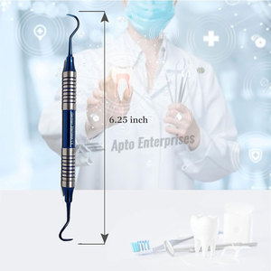 เครื่องมือขูดหินปูนฟันด้านหน้าและด้านหลัง รุ่น H6/H7 ทำจากสแตนเลสสตีล สำหรับโรคปริทันต์ ด้ามจับแบบกลวง เคลือบไทเทเนียมสีน้ำเงิน ใช้งานด้วยมือ - Product Image 3
