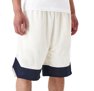 <b>Men</b>’s White Athletic Mesh <b>Shorts</b> <b>Navy</b> Trim Lightweight Breathable Polyester Mid Length Elastic Waist Workout Training Sports - Product Image 2