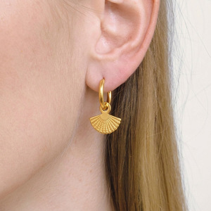 Pendientes antiguos en forma de abanico de acero inoxidable, chapados en oro de 18 quilates, versátiles y resistentes al descolorimiento. - Product Image 2