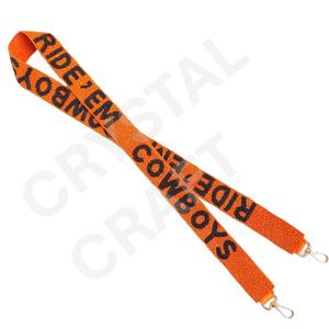 CRYSTAL CRAFT Sangle à ruban orange avec crochet, perles blanches, motif étoile GO P!OKES KES, accessoire de sac à main écologique, tendance et à la mode - Product Image 4