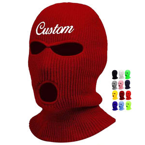 Cagoule de moto à logo brodé personnalisé, 3 trous, intégrale, en tricot, pour le ski, bonnet cagoule, masque de ski - Product Image 1