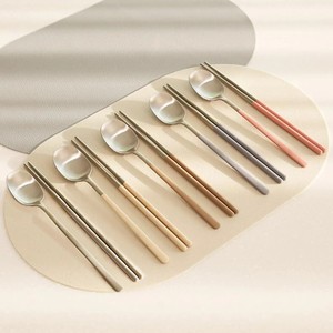 Minimalist Metal Flatware Set With Colorful Handles Rust Resistant Spoon And <b>Chopsticks</b> For Home Wedding Use - Product Image 6