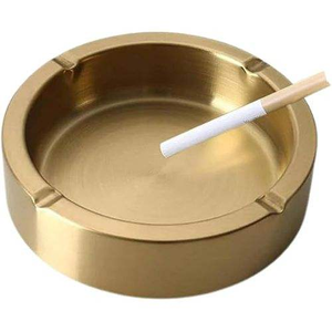 Cenicero de Cigarrillos de Metal de Diseño Moderno, Forma Redonda, Color Dorado, Cenicero de Mesa para Cigarros, del Fabricante en India - Product Image 1