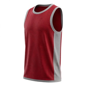 Débardeur de baseball pour homme - Rouge bordeaux et gris platine, maille respirante en polyester - Product Image 1