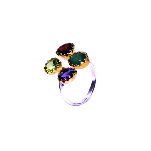 Party Wear 925 Sterling <b>Silver</b> Gold Plated Jewelry <b>Garnet</b> Amethyst Gemstone Women Wear Classic <b>Ring</b> - Product Image 5