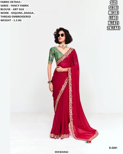 Sari Magenta Bordado Meher para Mujer - Prenda Tradicional Festiva de Invierno, Listo para Fiestas, Sin Arrugas y que Absorbe la Humedad - Product Image 5