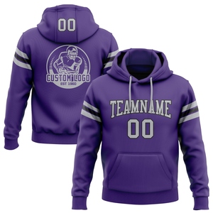 Sudadera con Capucha de Fútbol Americano, Diseño Nuevo, Personalizada, Cosida, en Morado, Gris y Negro, Venta al Por Mayor Directa de Fábrica - Product Image 1
