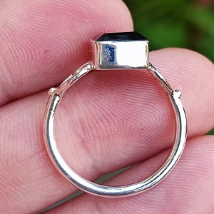 Black Onyx <b>Ring</b> 925 Sterling <b>Silver</b> Handmade Boho <b>Statement</b> Promise <b>Ring</b> for Women Natural Black Onyx Cushion July Birthstone - Product Image 5