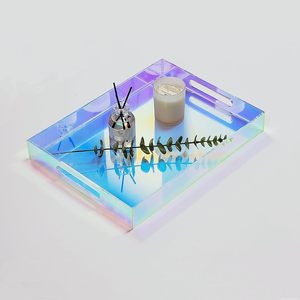 Acrylic Serving Tray with Handles Acrylic Tray Bathroom Perfume Tray Spill Proof, Decorative Tray for Ottoman <b>Coffee</b> <b>Table</b> - Product Image 3