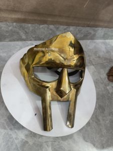 Medieval <b>Gladiator</b> Face Mask MF Style Mild Steel Adult Handmade Knight Armor Golden Finish Buckle Closure Halloween <b>Costume</b> - Product Image 2