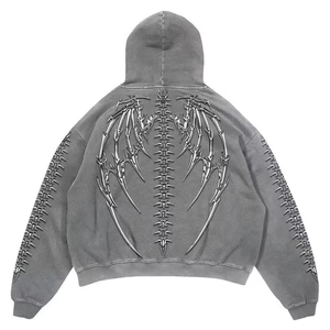 Oversized Crop Hoodie <b>Men's</b> 100% Cotton French Terry Solid Color <b>Pullover</b> With Pocket And Sleeve Details Autumn Wear - Product Image 2