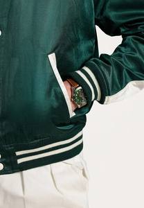 Chaqueta Universitaria de Satén Vintage de Alta Calidad 2025 al por Mayor, Chaqueta de Béisbol Unisex con Cuello Alto y Transpirable para Hombre - Product Image 5