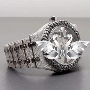 Luxury Black Diamond Iced Out Moissanite Watch for Men, Skeleton Dial, Full Pave Bracelet, Custom Hip Hop Jewelry Wristwatch - Product Image 2