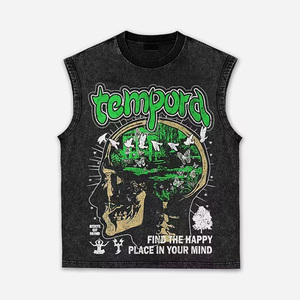 Wholesale Custom Men's Sleeveless Cotton Tank <b>Top</b> With <b>Skull</b> And Butterfly Print Street Style O-Neck Regular Fit - Product Image 3