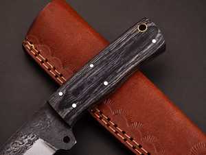 Couteau de chasse industriel UA Supplies, forgé à la main, en acier au carbone, à pointe fixe, lame droite, manche en bois, étui en cuir - Product Image 3