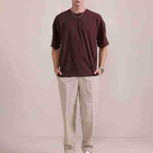 High Quality Mens Shoulder <b>Falling</b> Oversized <b>T</b> <b>Shirt</b> 350G Heavy 100 Percent Cotton Round Neck Fashion Tee - Product Image 1