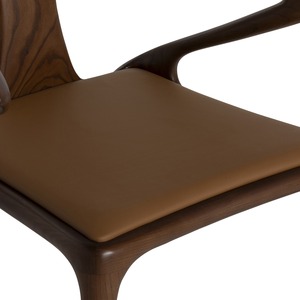 Modern Midcentury Wood <b>Armchair</b> Upholstered Leather Seat <b>Dining</b> Chair Home Furniture - Product Image 5