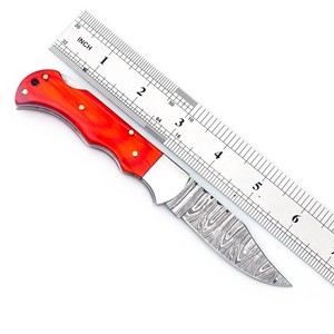 Cuchillo Plegable de Acero Damasco Nordic Forge con Mango de Madera Pakka, Funda, Cuchillo de Bolsillo EDC para Caza, Camping, Cuchillo de Grado Industrial - Product Image 3