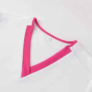 ชุดยูนิฟอร์มพยาบาลคอวีสำหรับผู้หญิง แขนสั้น ผ้าทอเนื้อยืด กระเป๋าปักลายคู่ ดีไซน์สีตัดกัน สำหรับใช้ในโรงพยาบาล - Product Image 4