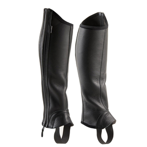 Dernier modèle de demi-chaps d'équitation réglables en cuir véritable, confortables et personnalisables pour la course - Product Image 1