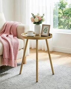 Metal <b>Side</b> <b>Table</b> End <b>Table</b> for Any Room Small <b>Side</b> <b>Tables</b> for Small Spaces Pure Golden Finf with 3 Legged - Product Image 1
