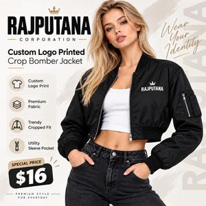 Rajputana Corporation Custom Logo Printed <b>Women</b> Crop Bomber <b>Jacket</b> <b>Lightweight</b> Streetwear Zipper Top Outdoor Wear MA1 <b>Jackets</b> - Product Image 1