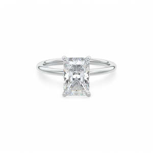 Lab Grown Diamond Emerald Cut Solitaire <b>Ring</b> Minimal Engagement <b>Ring</b> 14K 18K Gold Classic <b>Thin</b> Band Diamond <b>Ring</b> - Product Image 2