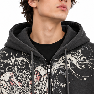Custom <b>Black</b> Vintage Winter Pullover <b>Hoodie</b> <b>Men</b> Oversized Digital Printing Sweatshirt Trendy Streetwear - Product Image 3