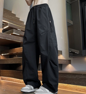 Comfortable Sweatpants Spring Loose Wide Leg Pants Loose Wide Leg Outdoor Casual Pants Zipper Side <b>Pockets</b> Streetwear <b>Trousers</b> - Product Image 4