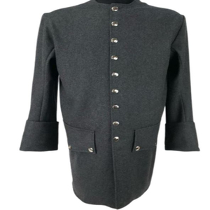 Abrigo de lana ecológico para hombre, con botones al frente, de un solo pecho, estilo frac, uniforme histórico, reproducción de época colonial, color gris. - Product Image 3