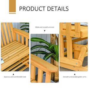 Dondolo da Giardino a 2 Posti con Design ad Asciugatura Rapida e Braccioli Allargati, Sedia a Dondolo in Legno per Giardino e Cortile - Product Image 5