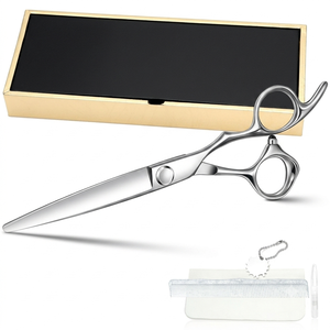 Ciseaux droits pour gauchers NYBL-55 de 5,5 pouces, JAPON, acier 440C, tranchants, dureté 58-59HRC, manche en acier inoxydable, ciseaux de barbier, cheveux, 28 - Product Image 1
